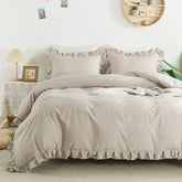 3 Pcs Ruffle Edge Duvet Cover Set - Skin (261)